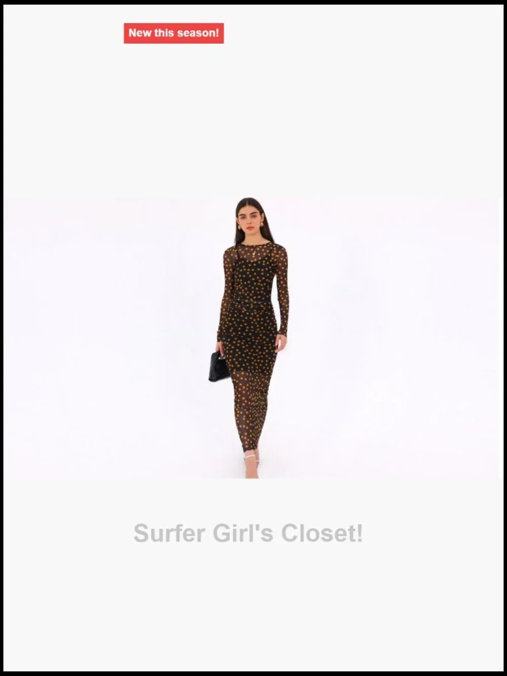 Polka Dot 2 Piece Set Long Sleeve Mesh Bodycon Dress with Slip Dress Party